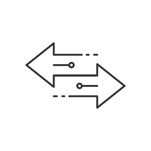 Transferir flechas icono de contorno signo de estilo lineal para concepto móvil y diseño web Izquierda derecha flechas simple línea icono vectorial símbolo ilustración del logotipo