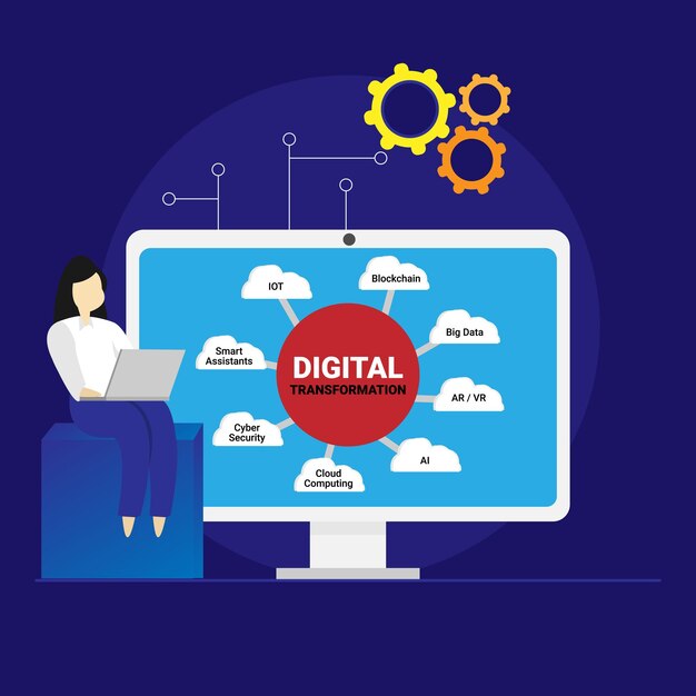 Vector transformación digital y estrategias digitales de alto impacto con tecnología new age para el mercado