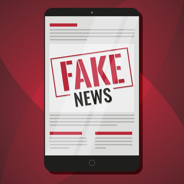 Vector transmisión de noticias falsas en tableta