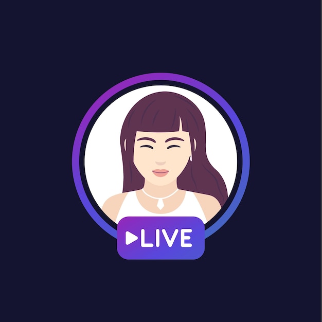 Transmisión en vivo con una niña, diseño vectorial