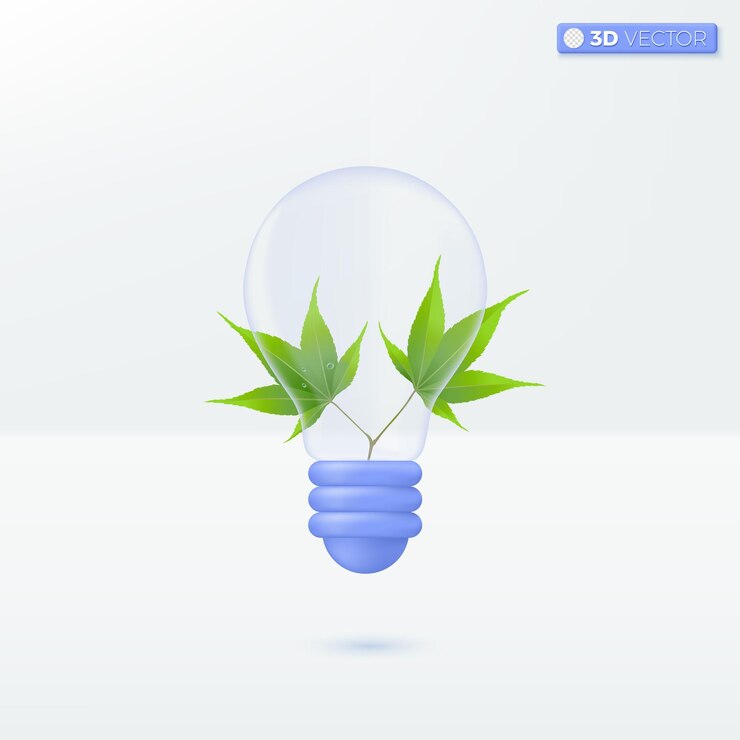 Vector transparencia de bombilla y meple verde desarrollar medio ambiente ecología idea metáfora 3d vector aislado diseño de ilustración pastel de dibujos animados estilo mínimo puede usarse para aplicación móvil ux ui anuncio impreso