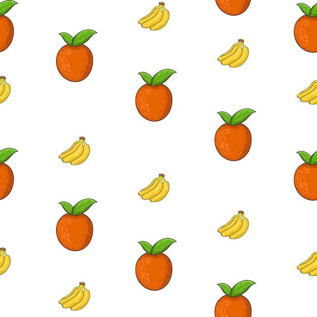 Transparente naranja y plátano vector ilustración tropical orgánico mercado concepto colorido