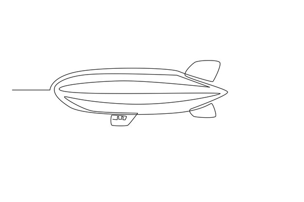 transporte aereo una linea. Un concepto de línea continua y vector de chorro de avión y globo de aire caliente