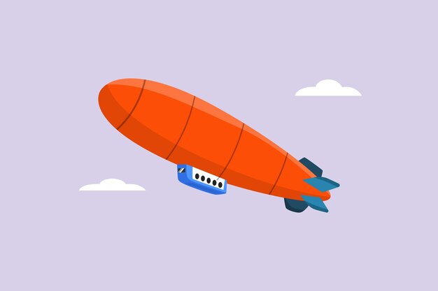 Transporte aéreo Zeppelin Concepto de transporte aéreo Ilustración vectorial plana de colores aislada