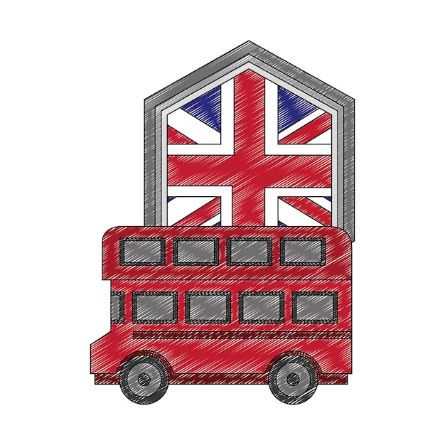 transporte en autobús con el emblema de la bandera gran bretaña