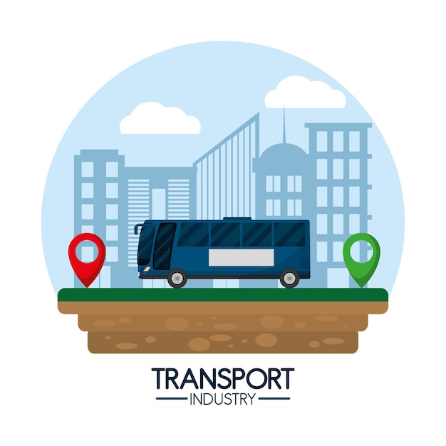 Vector transporte de autobuses y la industria de viajes