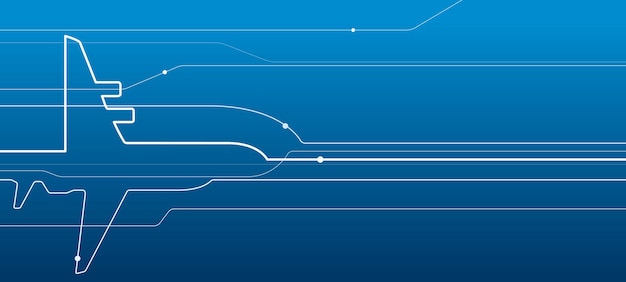 Transporte Avia Ilustración del esquema del avión para su proyecto Imagen de líneas blancas sobre fondo azul
