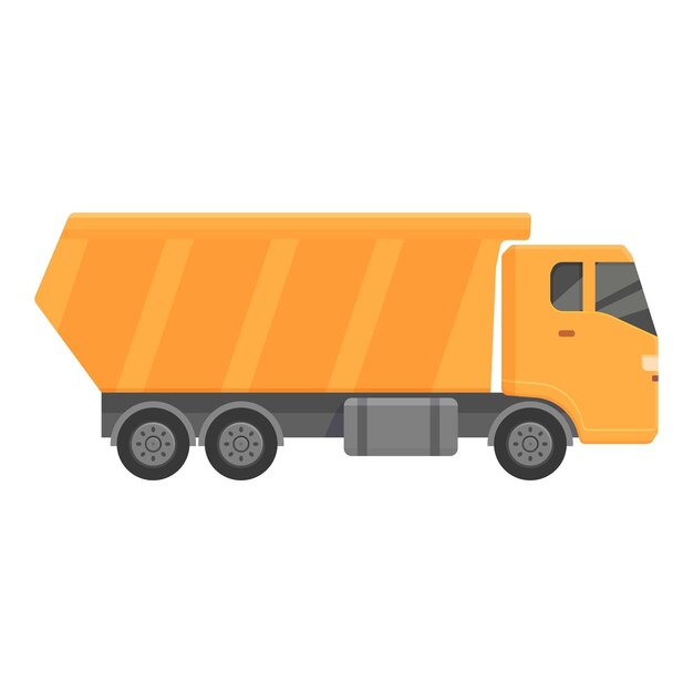 Transporte, camión, icono, caricatura, vector, volquete, volcado, máquina, vehículo