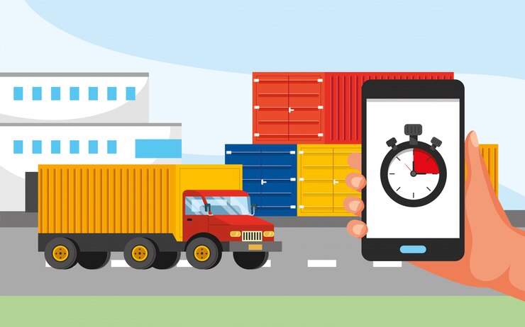 Vector transporte de camiones y de mano con localización gps y servicio de call center.
