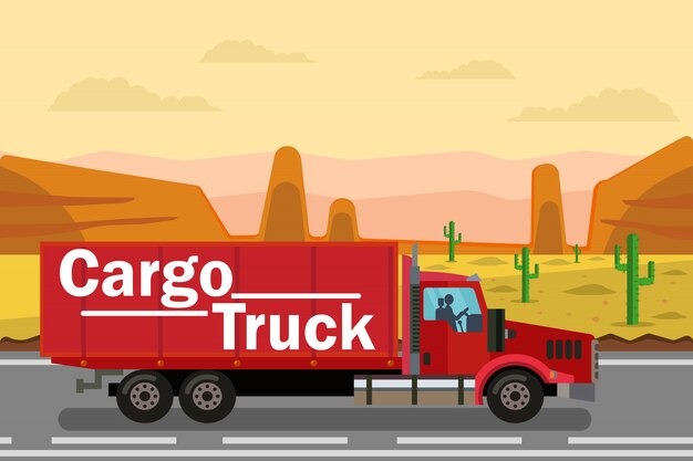 Vector transporte de carga, ilustración de color plano de entrega