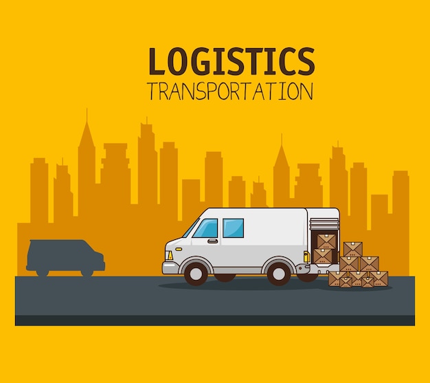 Vector transporte de carga y logística de entrega