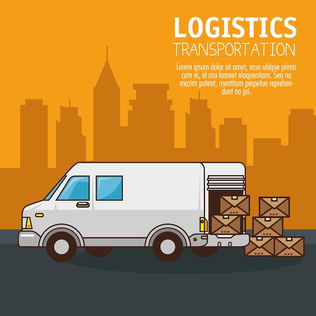 Vector transporte de carga y logística de entrega