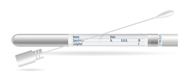 Transporte estéril swab. bastoncillos de algodón en tubo de plástico con tapa