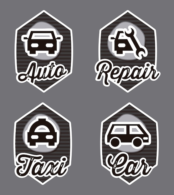 transporte iconos sobre fondo gris ilustración vectorial