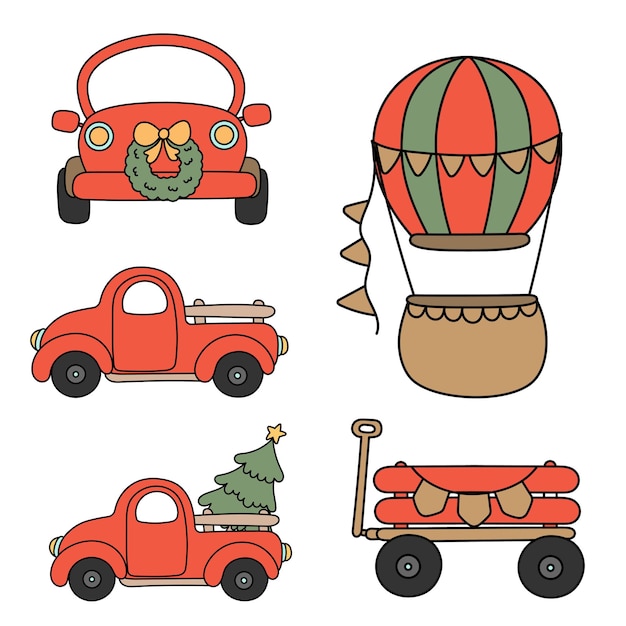 Vector transporte navideño. ilustración vectorial