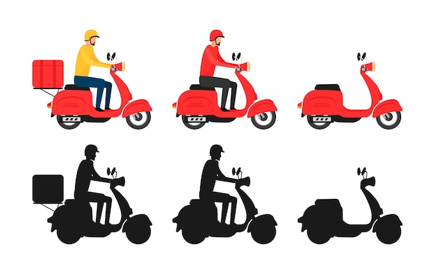 Transporte en scooter Entrega de comida Moto Scooter retro