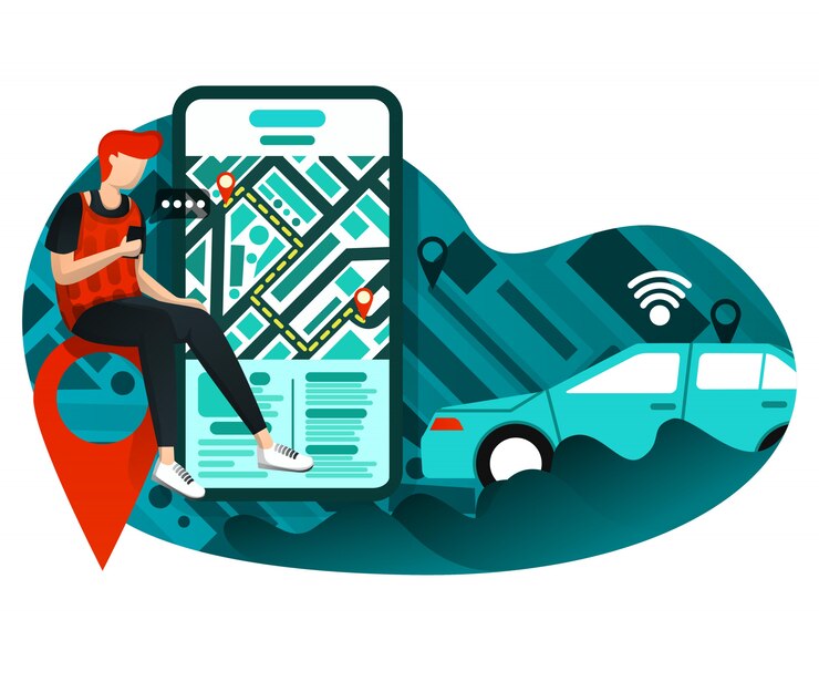 Vector transporte urbano online de negocios.