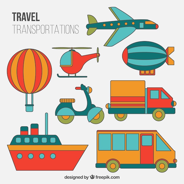 Vector transporte de viaje de colores