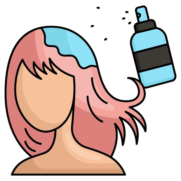 Vector tratamiento capilar con laca para el cabello herbal tonic o spritz diseño vectorial belleza y cuidado personal