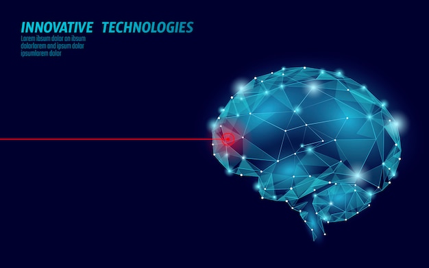 Vector tratamiento cerebral render 3d. medicina de rehabilitación cognitiva con láser en la enfermedad de alzheimer y la demencia ilustración vectorial