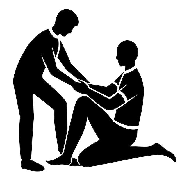Tratamiento de fisioterapeuta una silueta del paciente vector fondo blanco 8