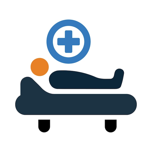 tratamiento del paciente cama médica paciente en la icona de la cama
