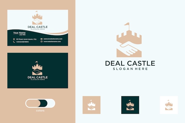 Tratar el diseño del logotipo del castillo y la tarjeta de visita.