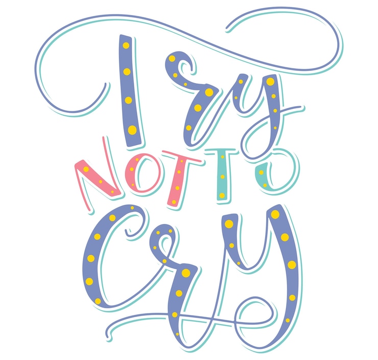 Vector trate de no llorar texto de color aislado en elementos de vector de fondo blanco