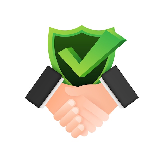 Trato seguro Ícono de marca de verificación Acuerdo internacional Ilustración de stock vectorial
