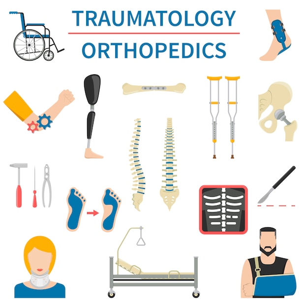 Vector traumatología y ortopedia iconos