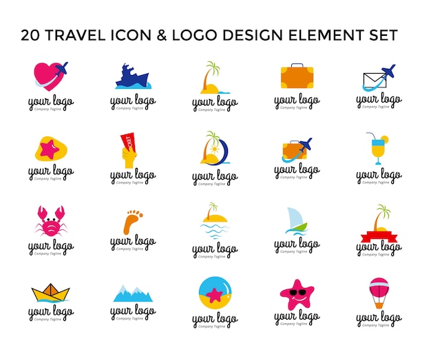 Travel Icon Logo Design Set