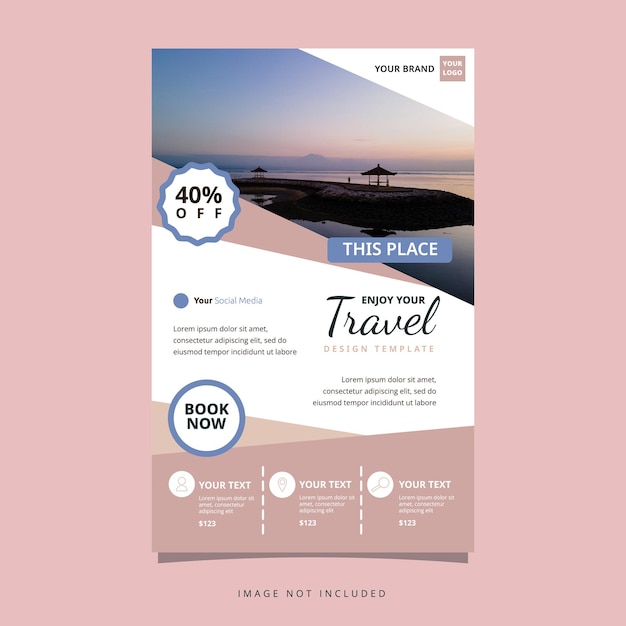 Vector travel tour holiday vacation flyer folleto póster plantilla de diseño de espacio en blanco