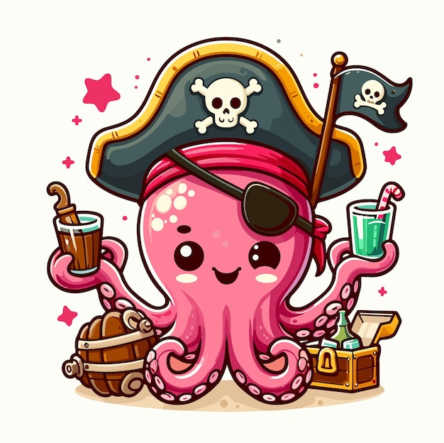 Las travesuras furtivas definen el adorable vector pirata