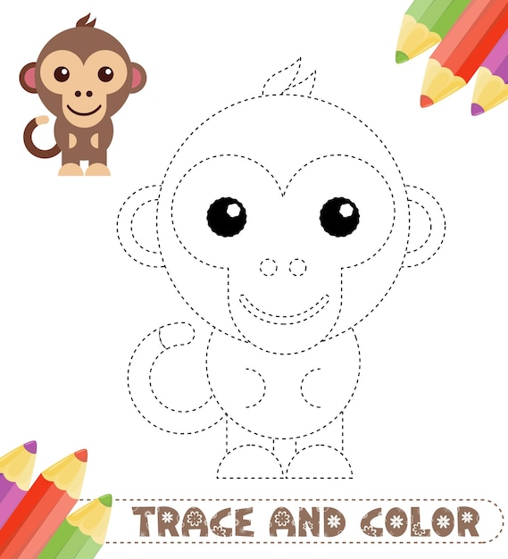 Vector traza y color dibujado a mano para niños