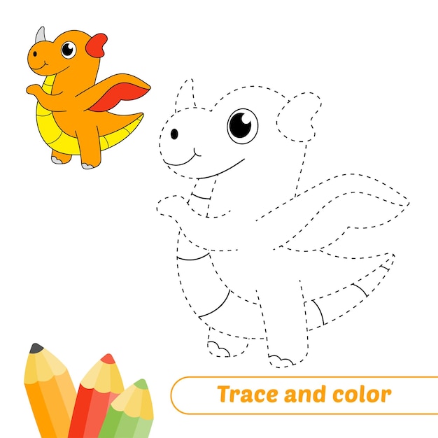 Traza y color para niños dragon vector