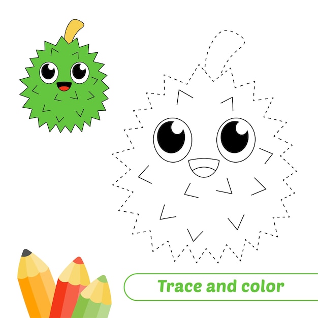 Traza y color para niños durian vector