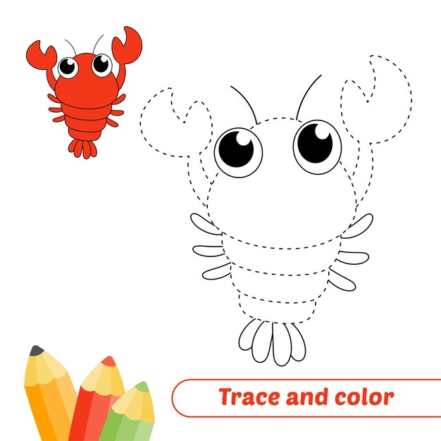 Traza y color para niños langosta vector