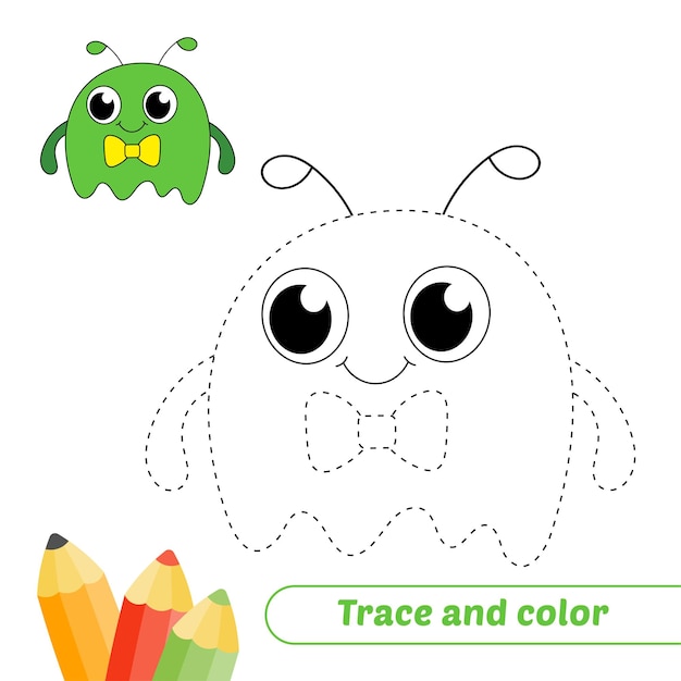 Traza y color para niños monstruo alienígena vector