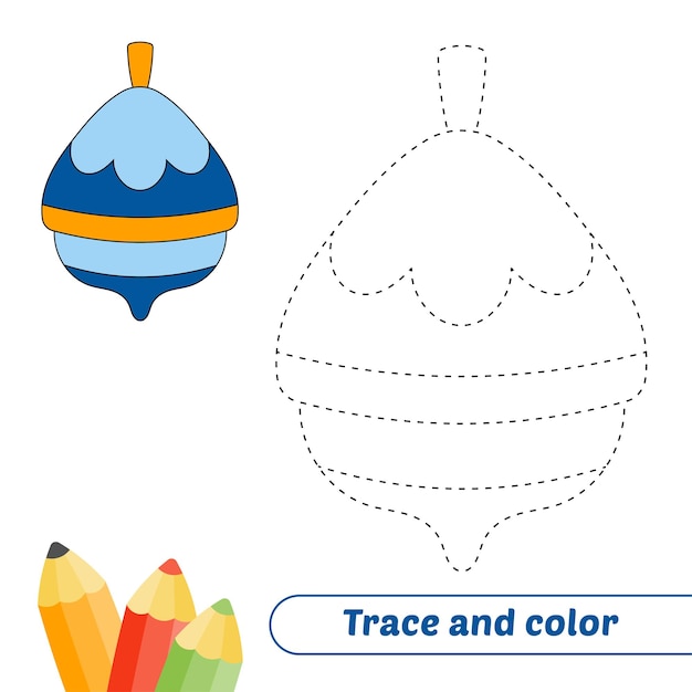 Traza y color para niños vector de peonza