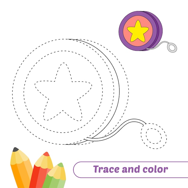 Traza y color para niños yoyo vector