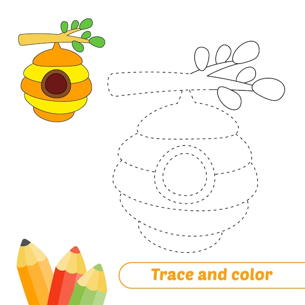 Traza y color para vector de colmena de niños