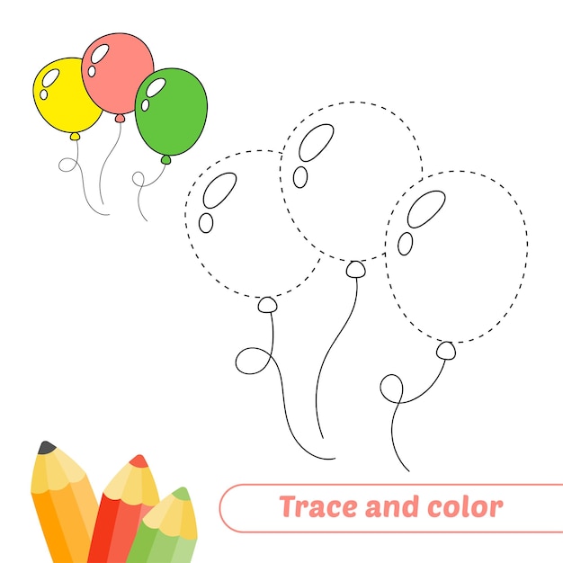 Traza y color para el vector de globos de niños.