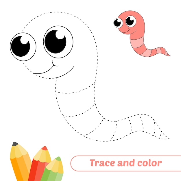 Traza y color para vector de gusano de niños