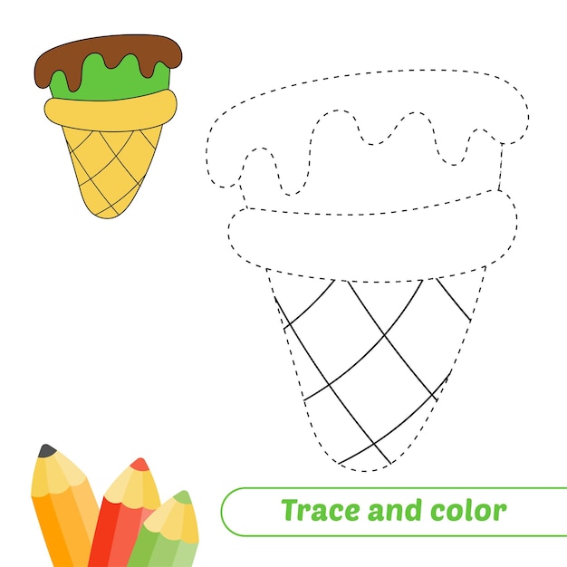 Traza y color para vector de helado de niños