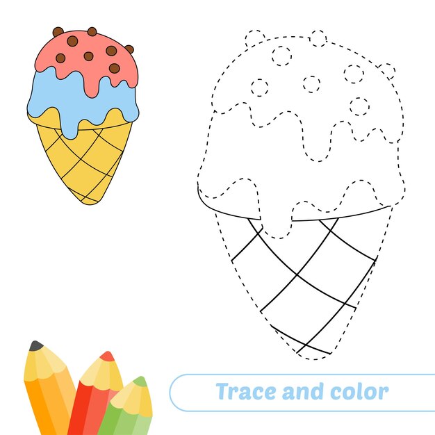 Traza y color para vector de helado de niños