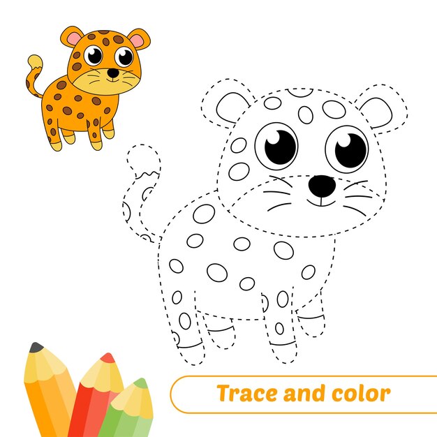 Traza y color para vector de leopardo de niños