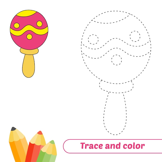 Traza y color para vector de maracas para niños.