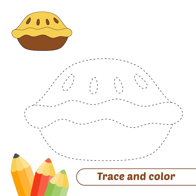 Traza y color para vector de pastel de niños