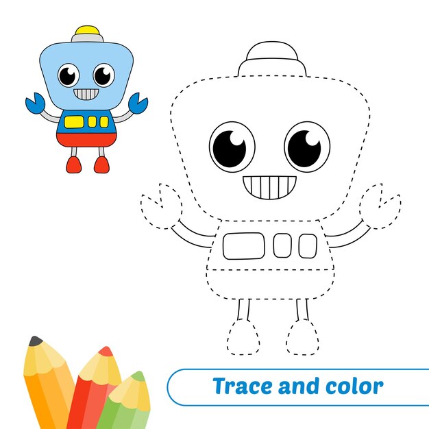 Vector traza y color para vector de robot de niños