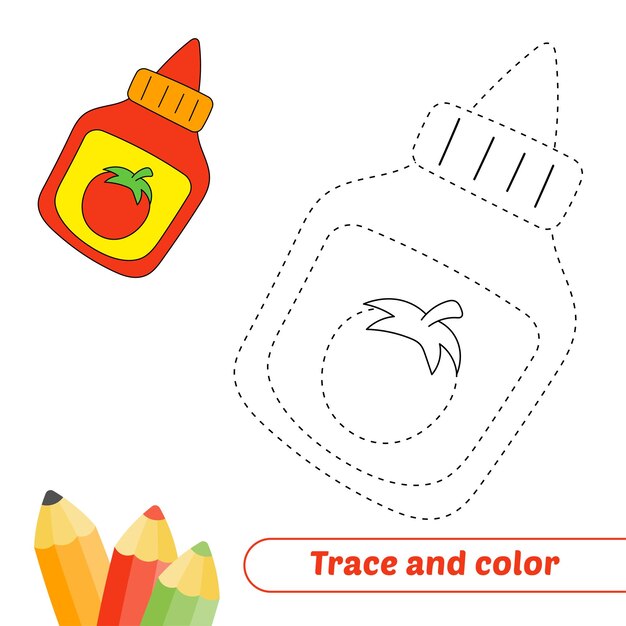 Traza y color para el vector de salsa de tomate para niños